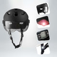 Carica l'immagine nel visualizzatore della galleria, Crazy Safety Bicycle helmet Matte black / M/L (55-61cm) OAK E-Bike bicycle helmet with UV visor, LED lights, reflective straps, and Fidlock buckle