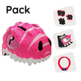Carica l'immagine nel visualizzatore della galleria, Crazy Safety Product bundle: Pink dino bike helmet, protective gear, lock, and cycling gloves for kids.