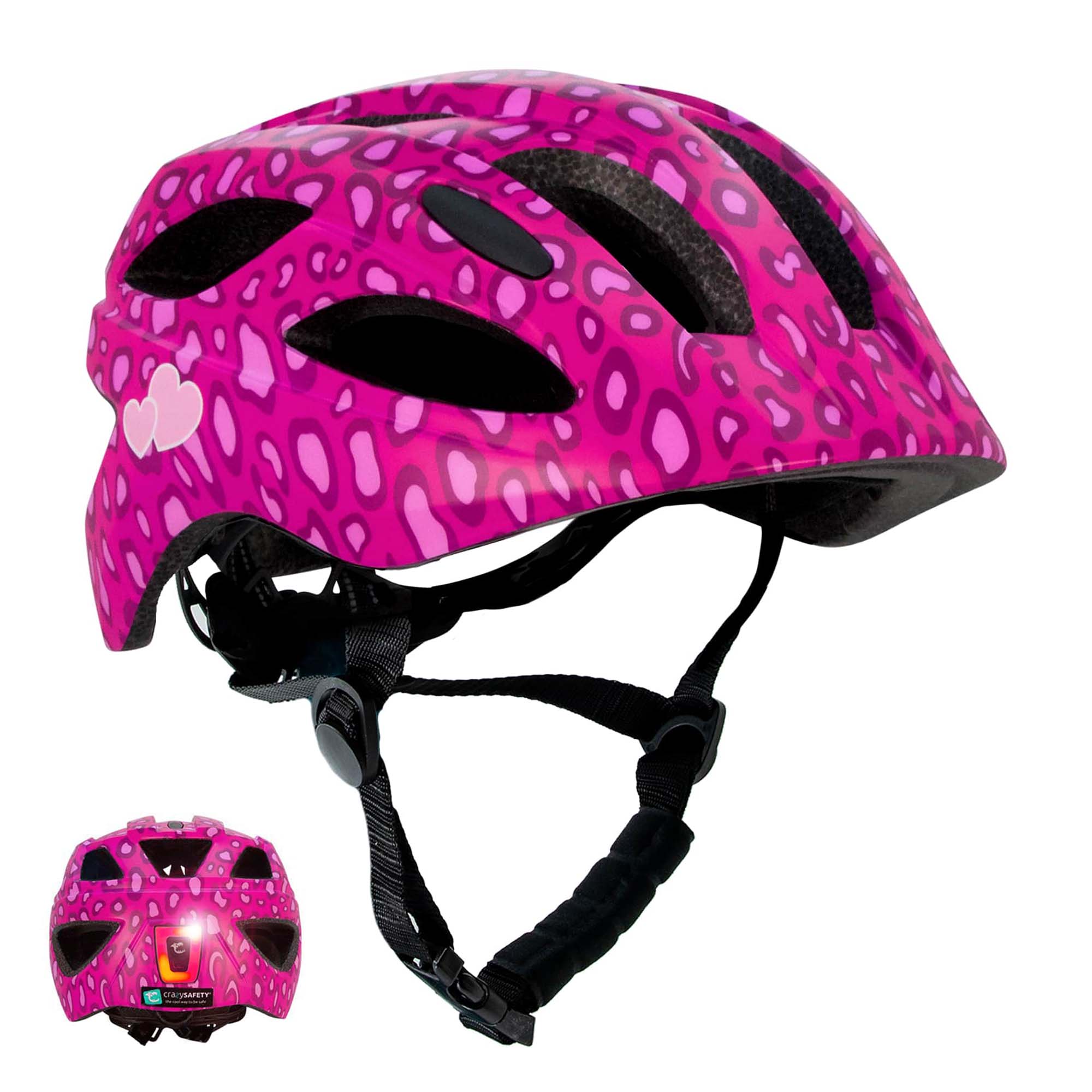  Casco per bambini Heartbeat Stripes con luce 