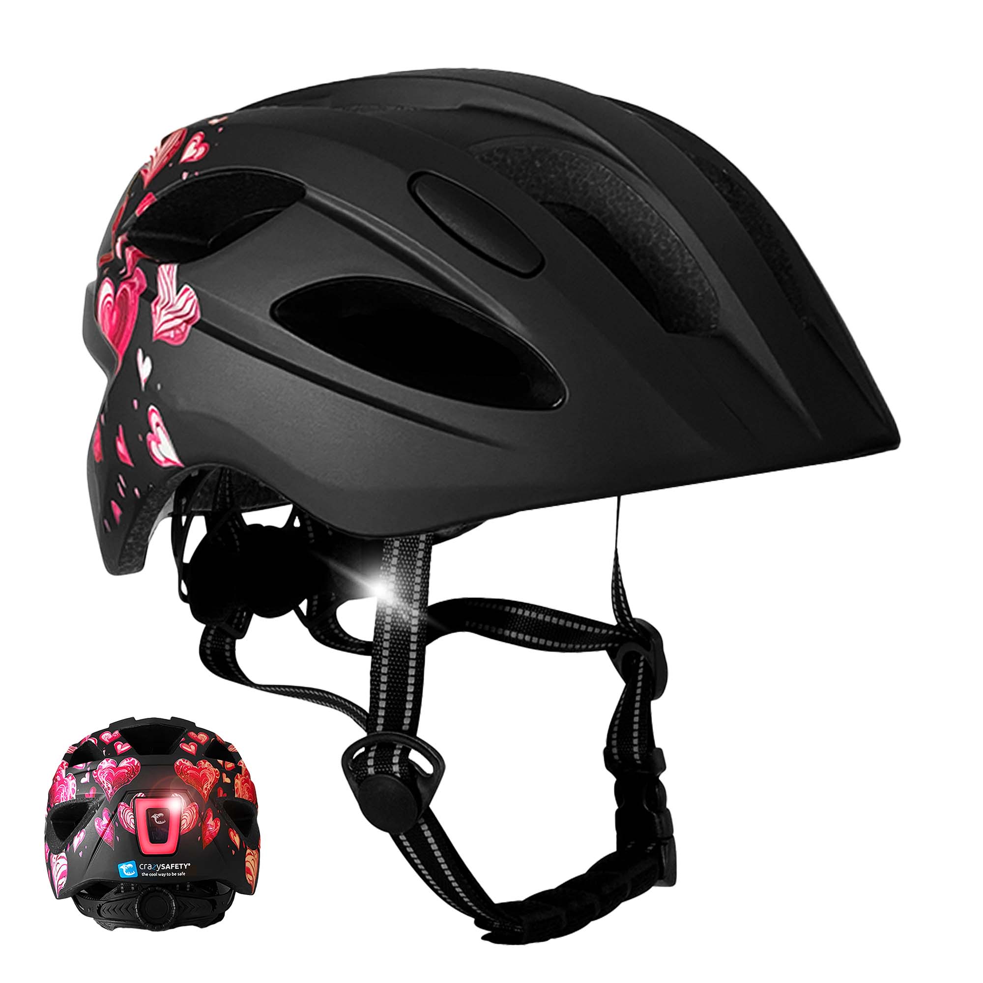  Casco per bambini Heartbeat Stripes con luce 