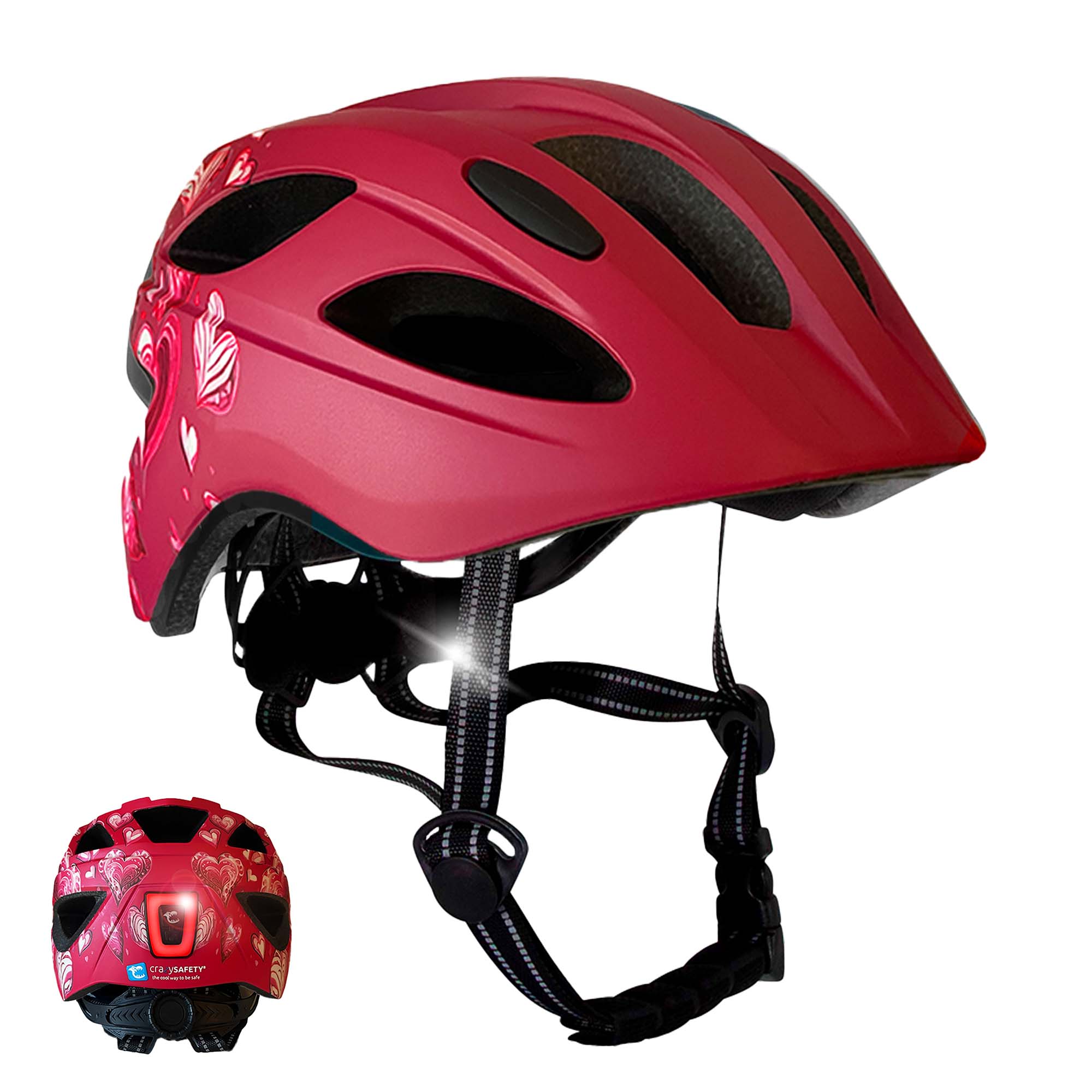  Casco per bambini Heartbeat Stripes con luce 