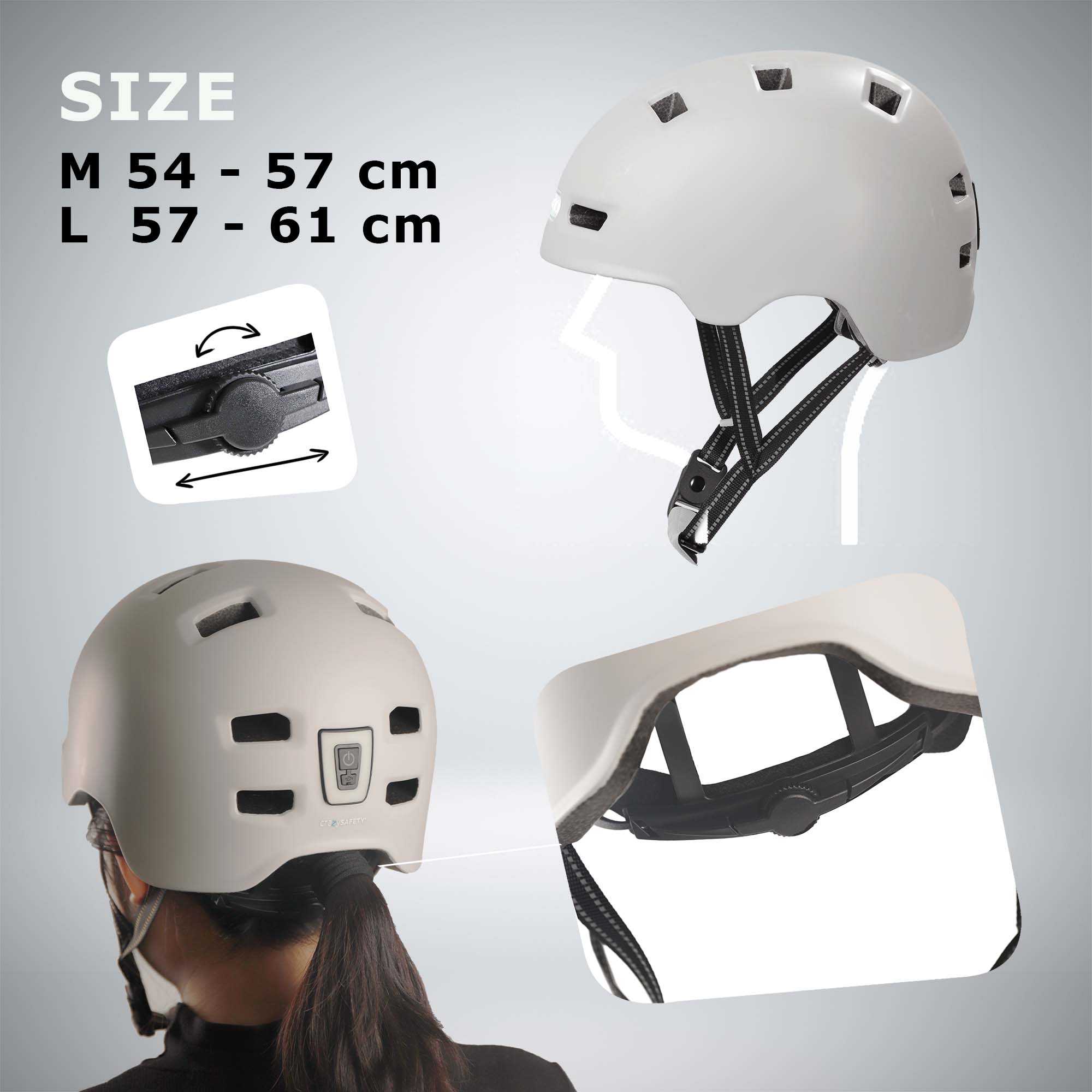 Casco da bicicletta urbano Vertigo con luci anteriori e posteriori