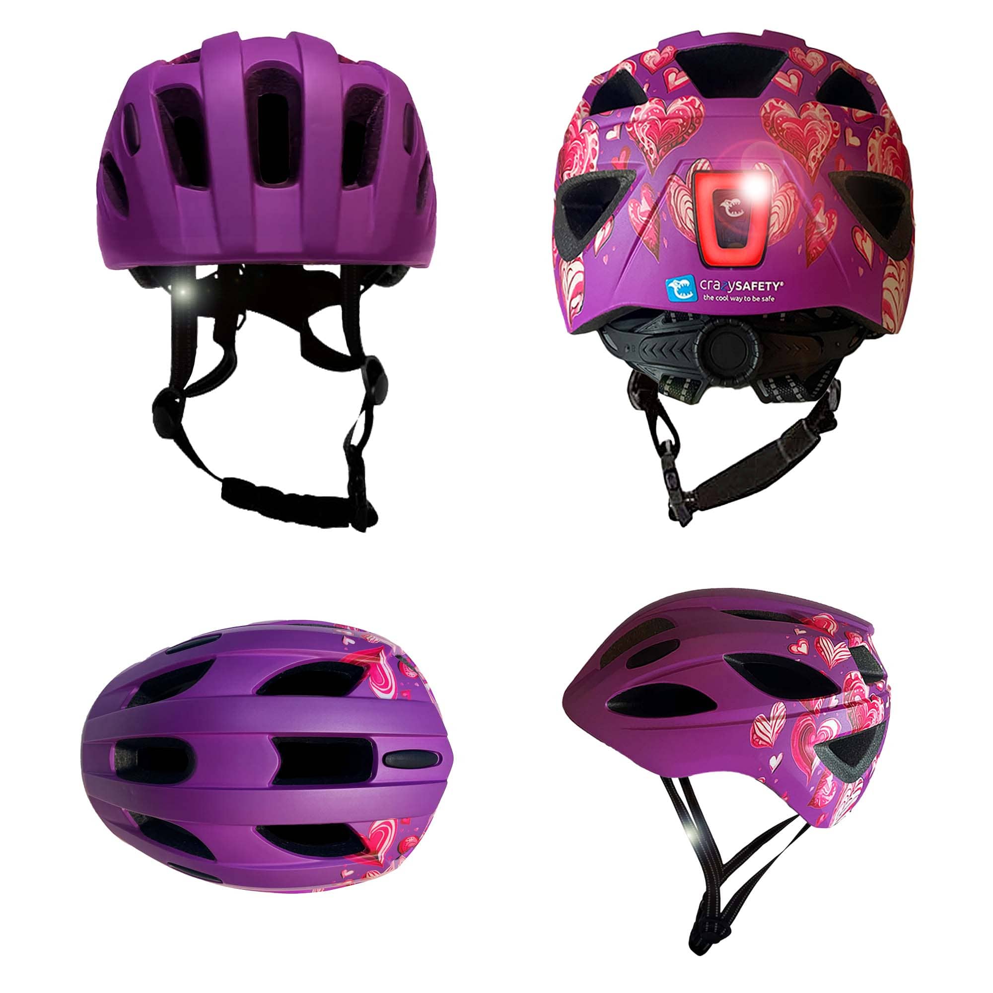 Crazy Safety Bicycle helmet Heartbeat Stripes children's helmet with light