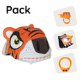 Carica l'immagine nel visualizzatore della galleria, Crazy Safety Bicycle helmet Product bundle: Orange tiger bike helmet, cycling gloves, lock, and tiger bell for kids.
