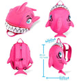 Carica l'immagine nel visualizzatore della galleria, Crazy Safety Bicycle helmet Product bundle: Pink Shark Bicycle Helmet, Shark Backpack, Shark Cycling Gloves, and Shark Ring Bell for Children
